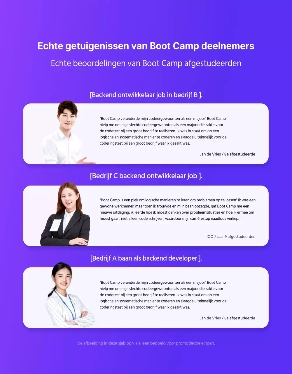 Coding Academy training in paars en zwart