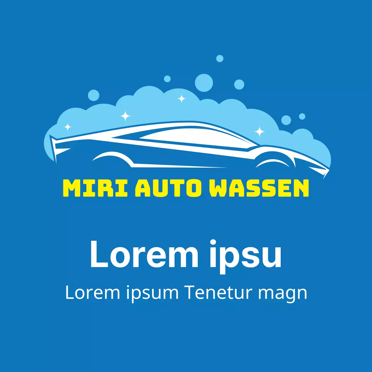 Blauwe illustratie ter promotie van een schone wasstraat in een autocentrum