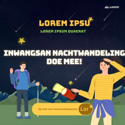 Blue's geïllustreerde crewwerving voor nachtwandeling (Instagram feed post)