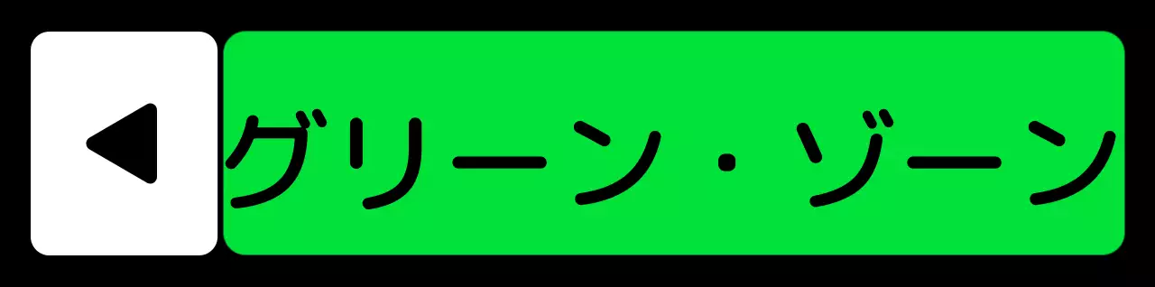 緑青紫の位置案内文と三角形の四角い図形で構成されたシンプルなエリア案内。