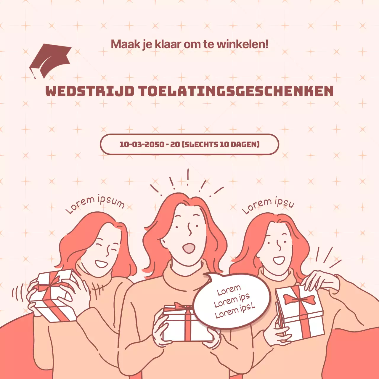 Terug naar school cadeau-evenement met roze meisje cadeau-illustratie