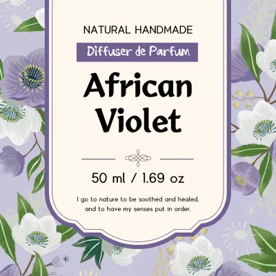 Vintage perfume label with purple illustration