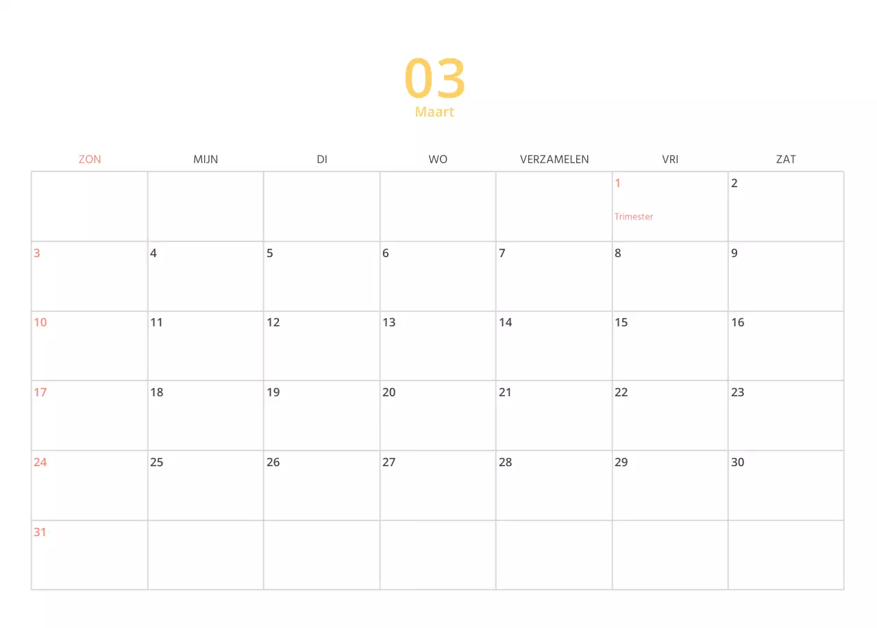 Veelkleurige geïllustreerde kalender