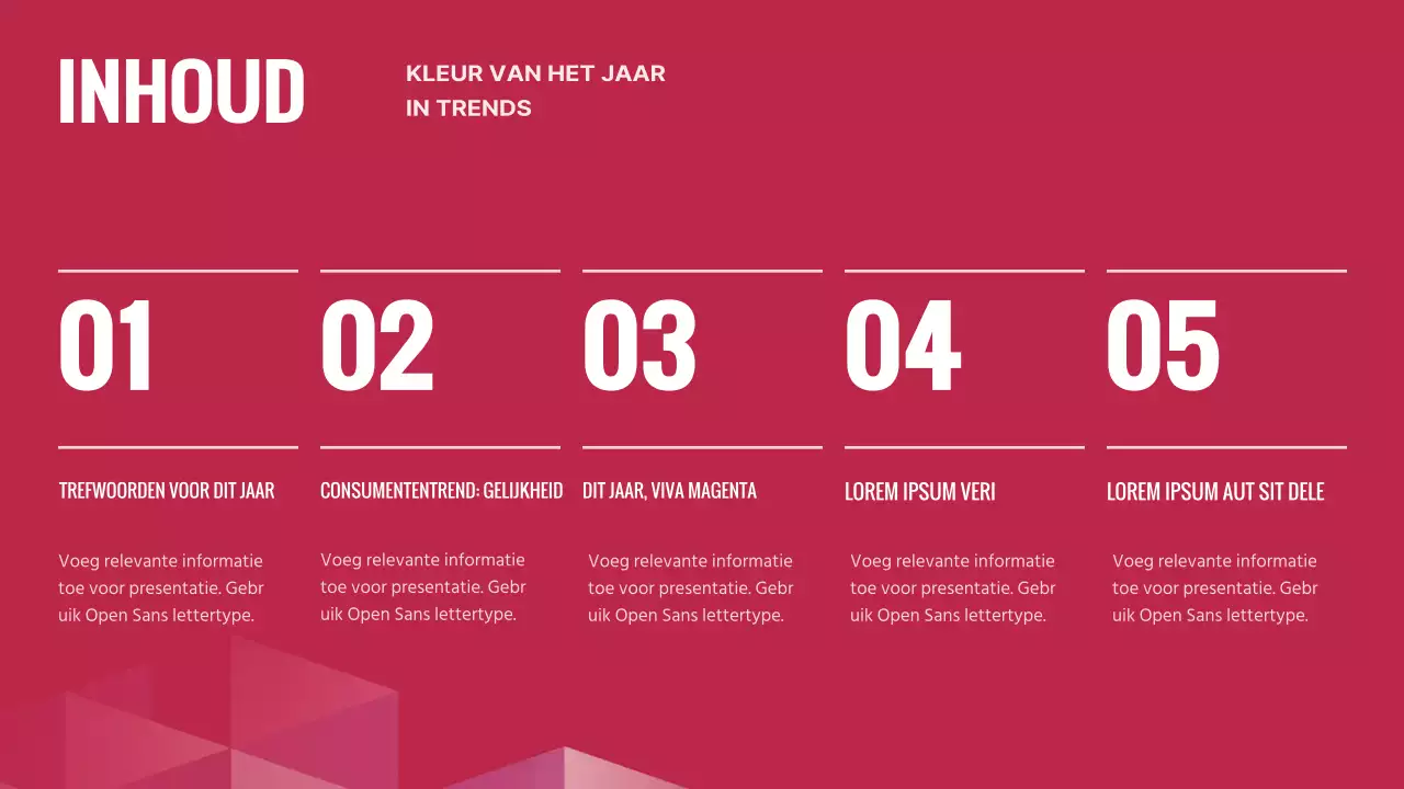 Eenvoudig magenta en roze trendverwachtingsplan voor dit jaar
