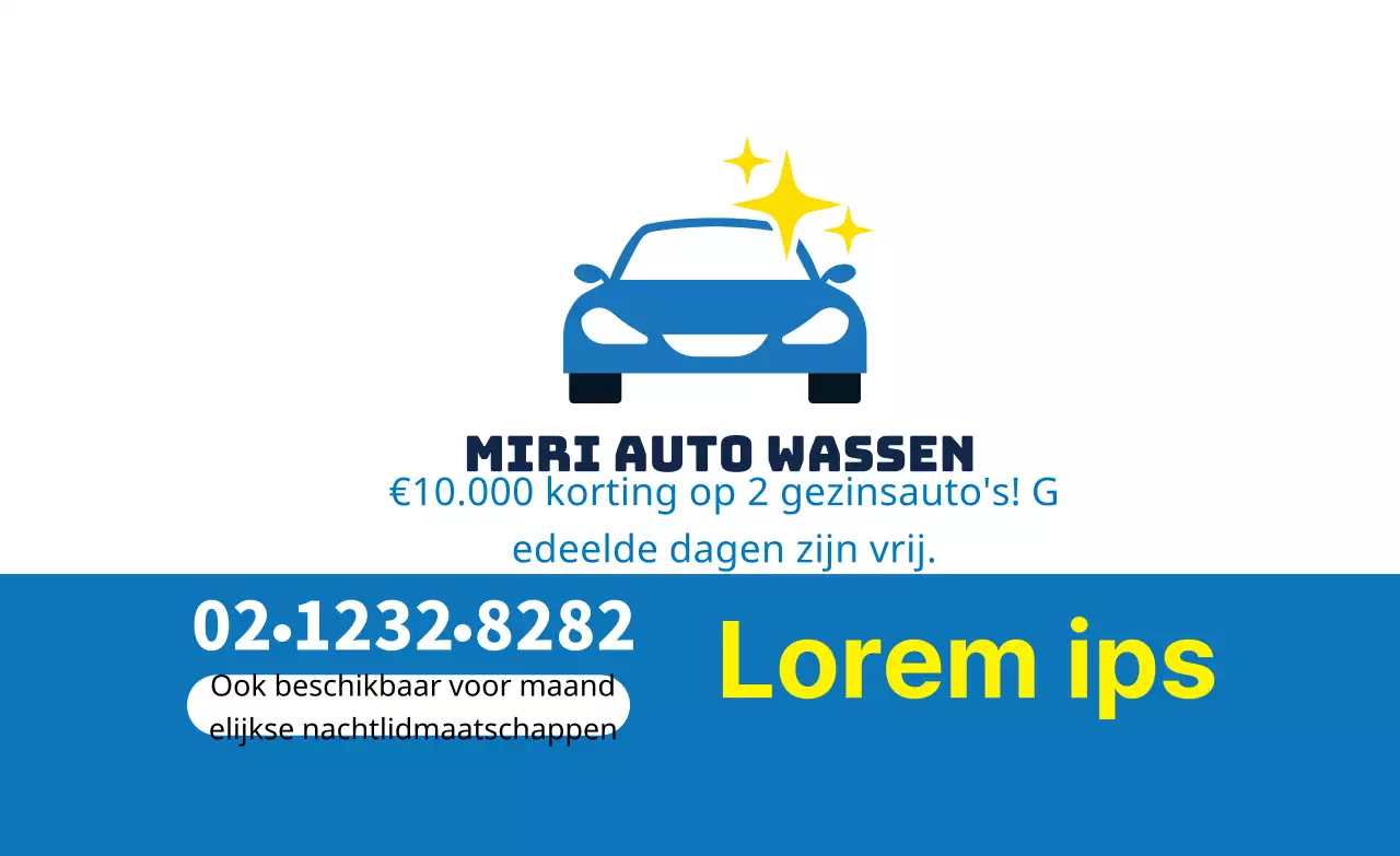 Blauwe illustratie schoon label huurauto