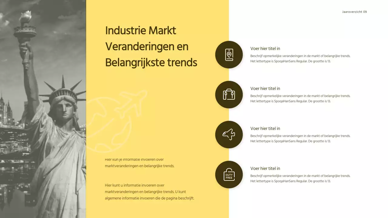 Presentatie inkomstenrapportage reisagent met geel concept