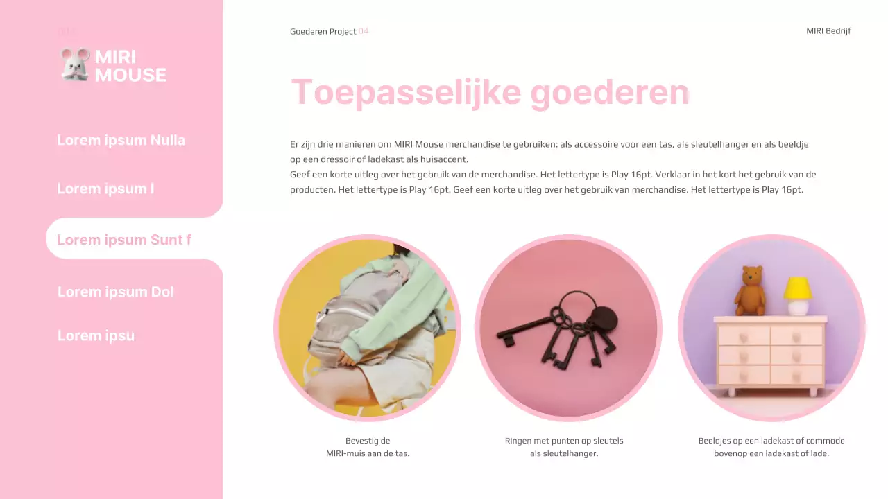 Roze en witte merchandise presentatie