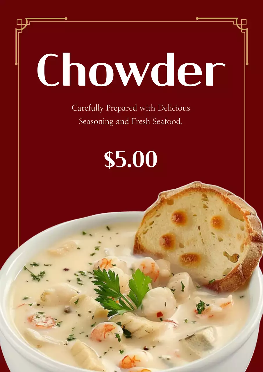 Maroon Traditional Chowder Promotion Poster