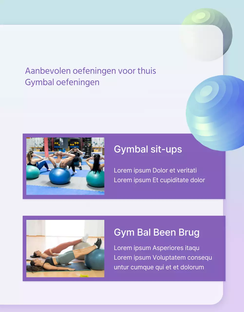 Maak kennis met het artistieke paarse, limoengroene en blauwe gymnastiekbaltoestel