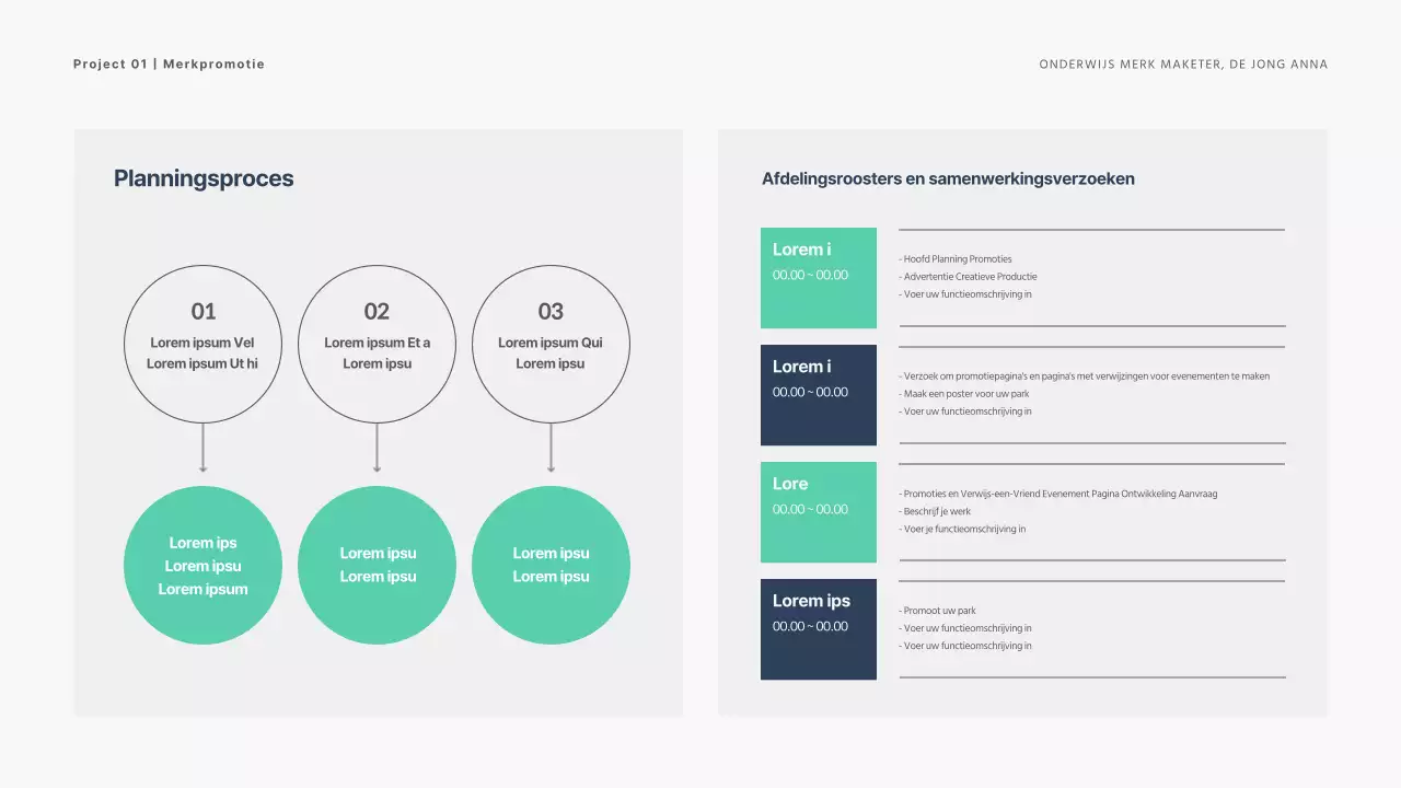 Eenvoudige marketeer portfolio met 3D-afbeeldingen van mint en marineblauw
