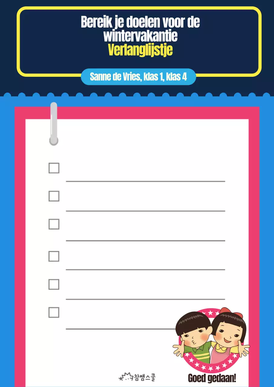 Blauw met gele wintervakantieplanner