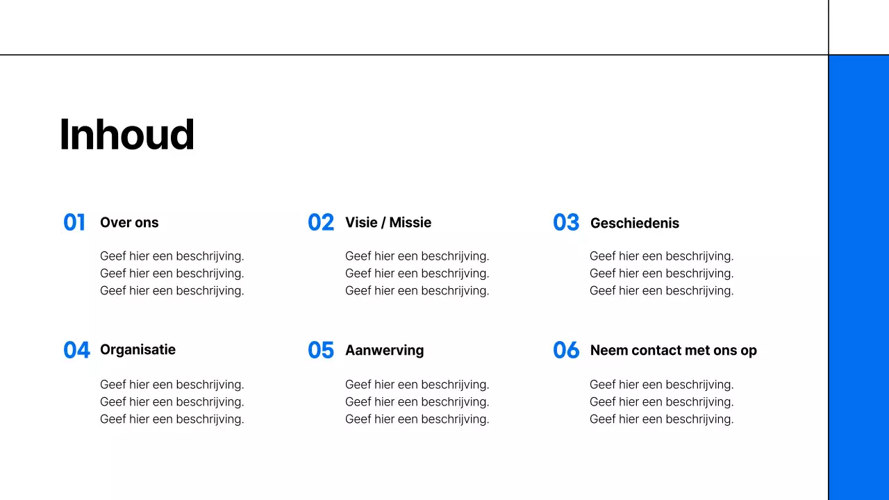 Een eenvoudige wit-blauwe onderwijsprospectus