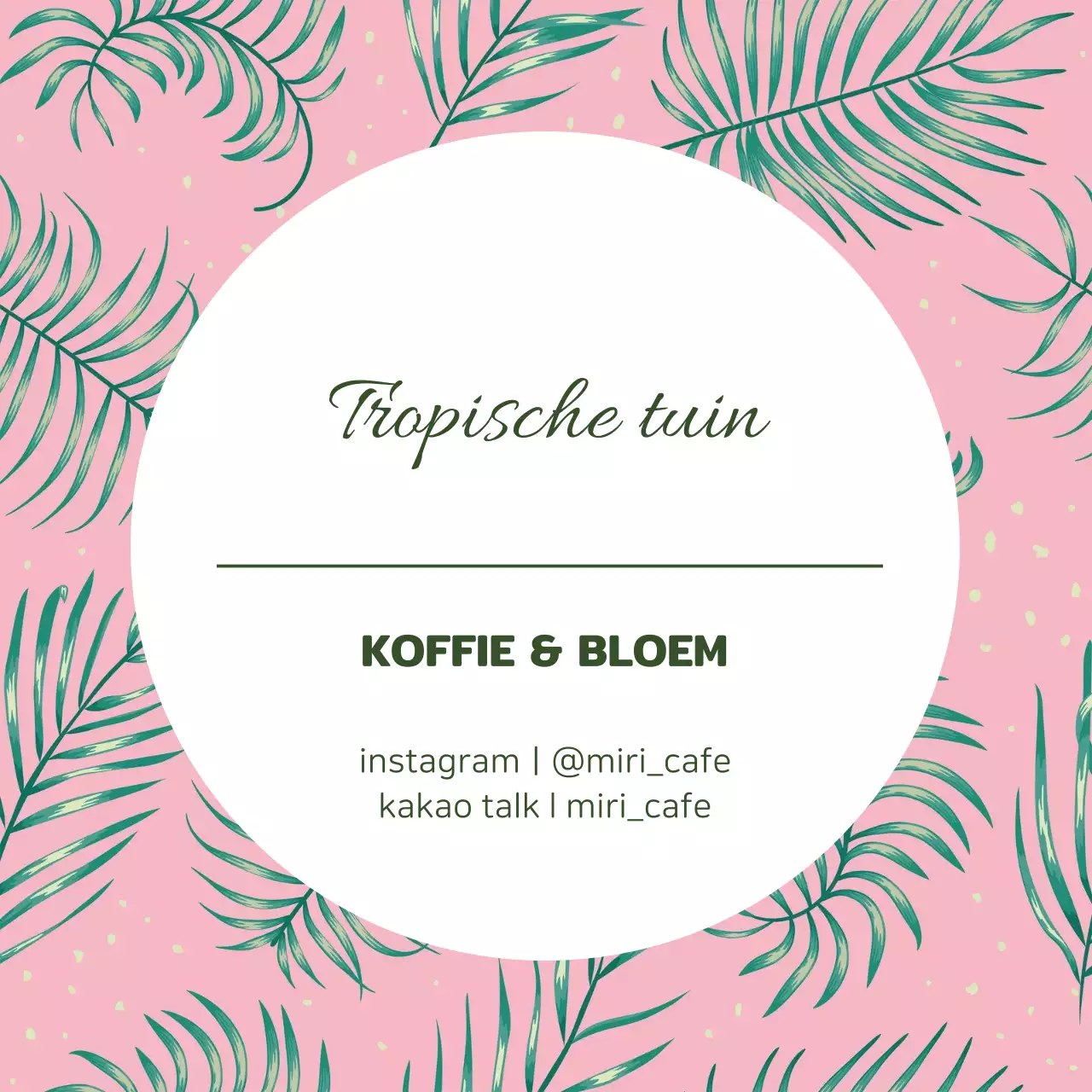 Een roze café met tropisch patroon promoten