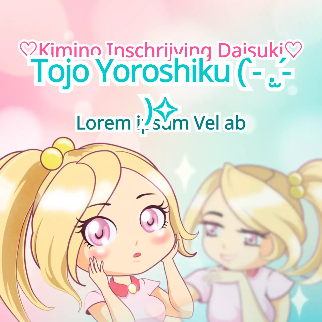 Anime karakter concept in roze en mint