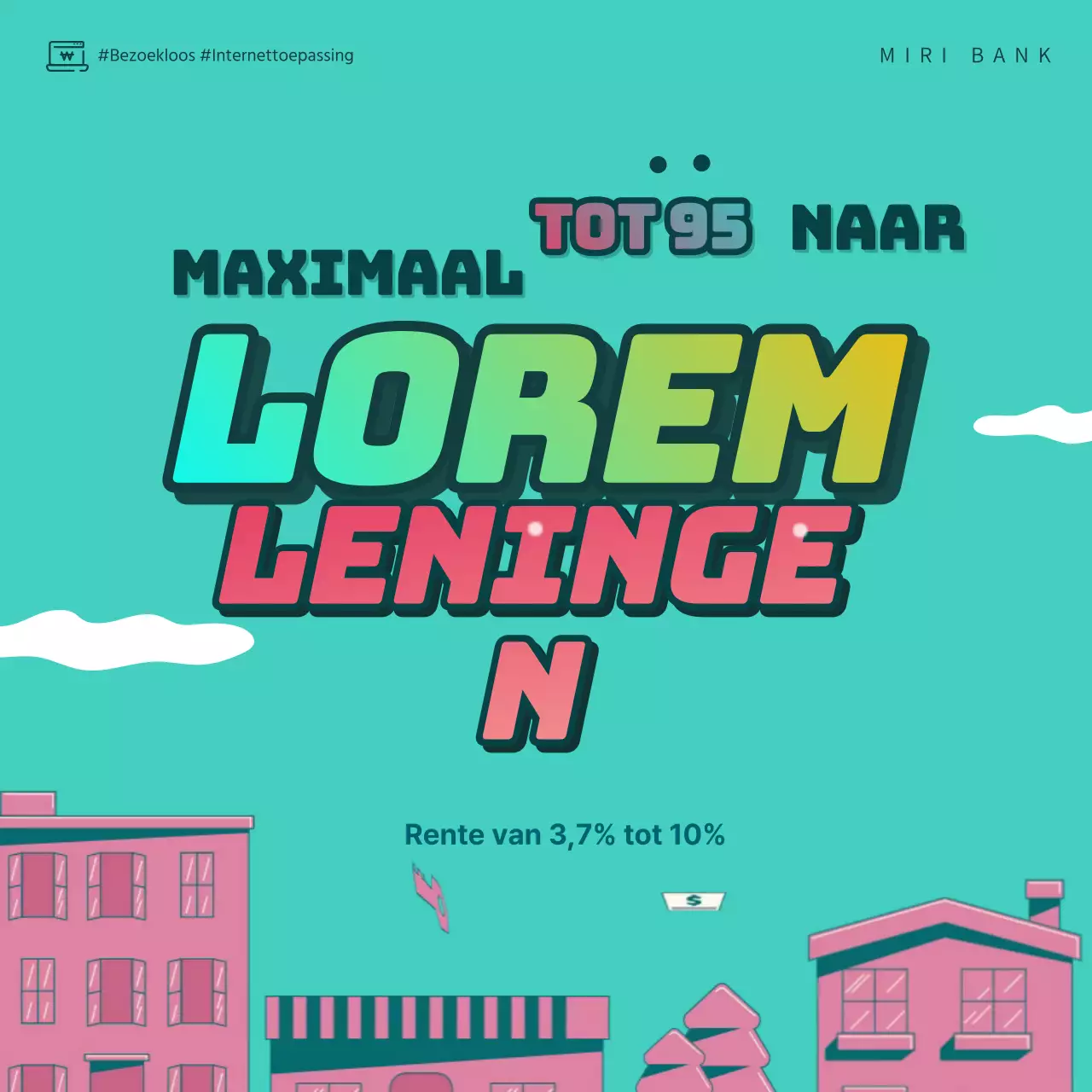 Lichtblauw en roze hypotheek gif geanimeerde video banner