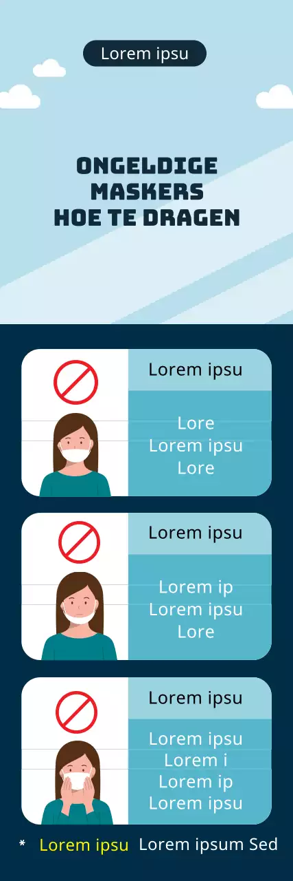 Eenvoudige blauwe geïllustreerde coronavirus preventiegids