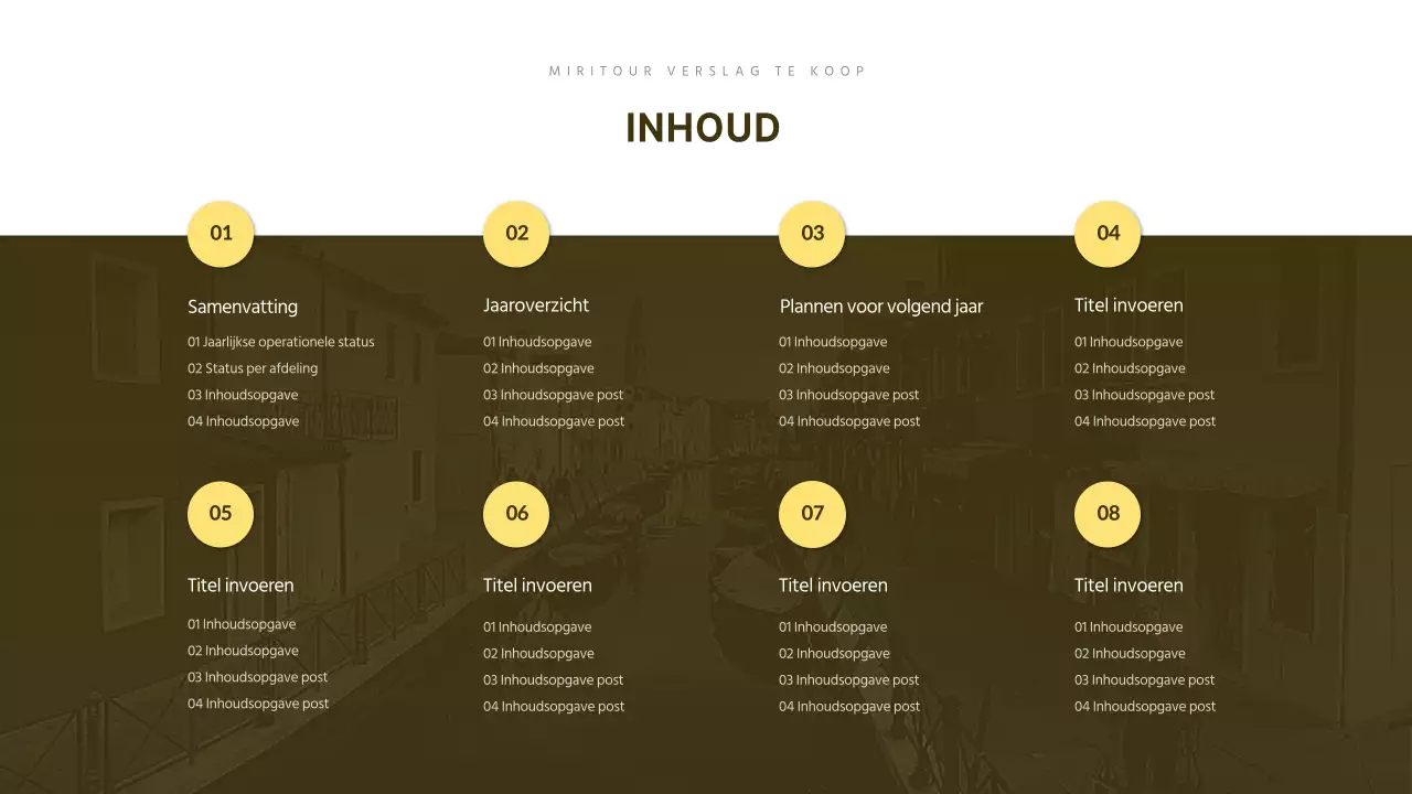 Presentatie inkomstenrapportage reisagent met geel concept