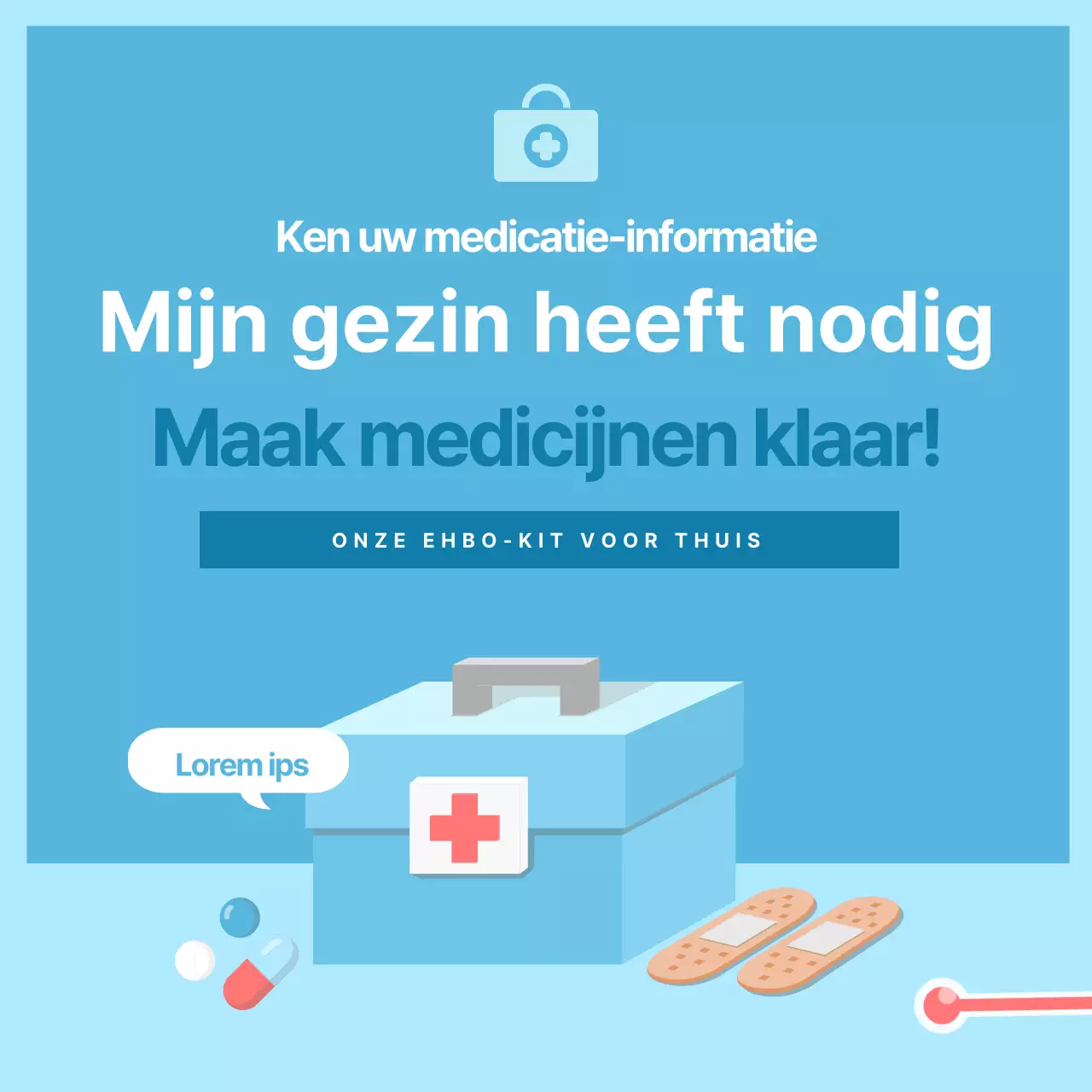 EHBO-kaart in lichtblauwNews Design