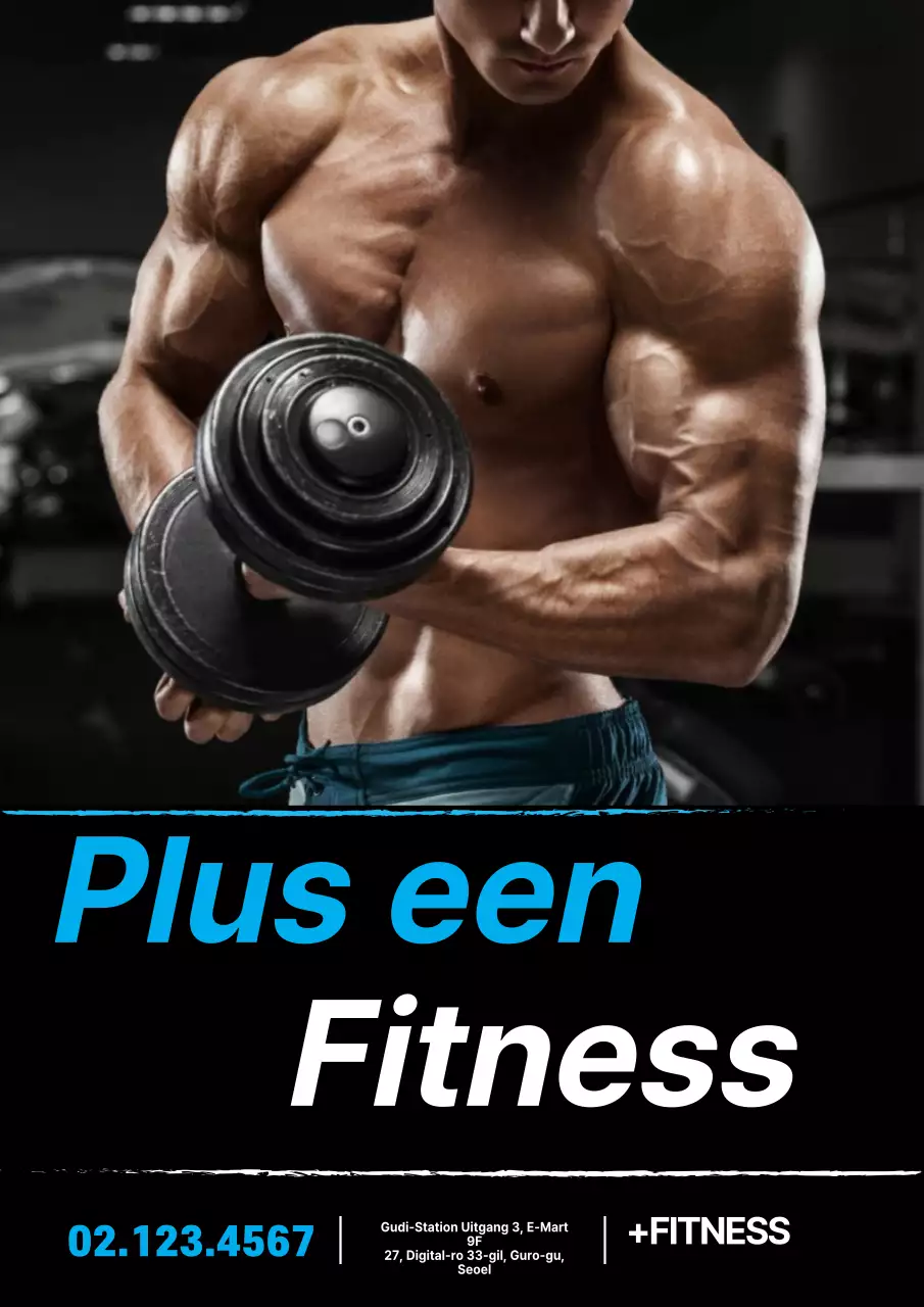 Eenvoudige sportschoolpromotie met blauwe en witte foto's van sportende mensen