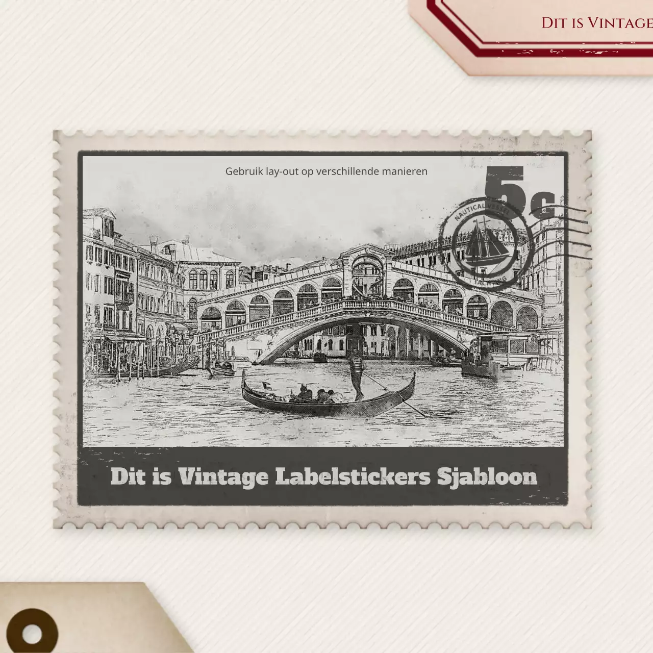 Lay-out bundelpakket met beige vintage stickerpakket concept