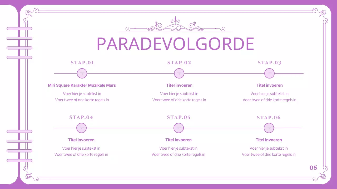 Paars, strak omlijnd pretpark paradeplan