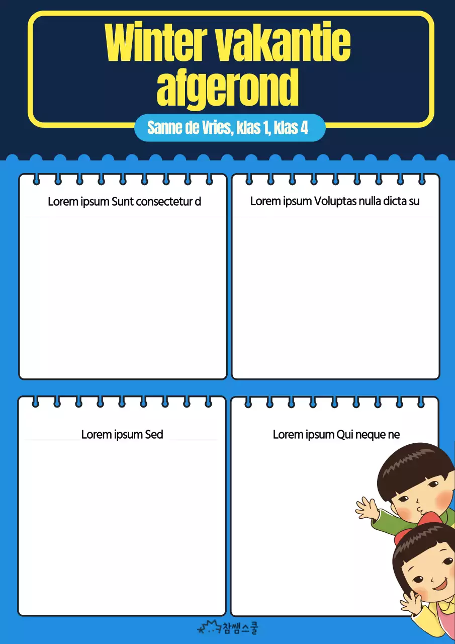 Blauw met gele wintervakantieplanner