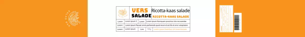 Geel informatie-etiket over schone salade