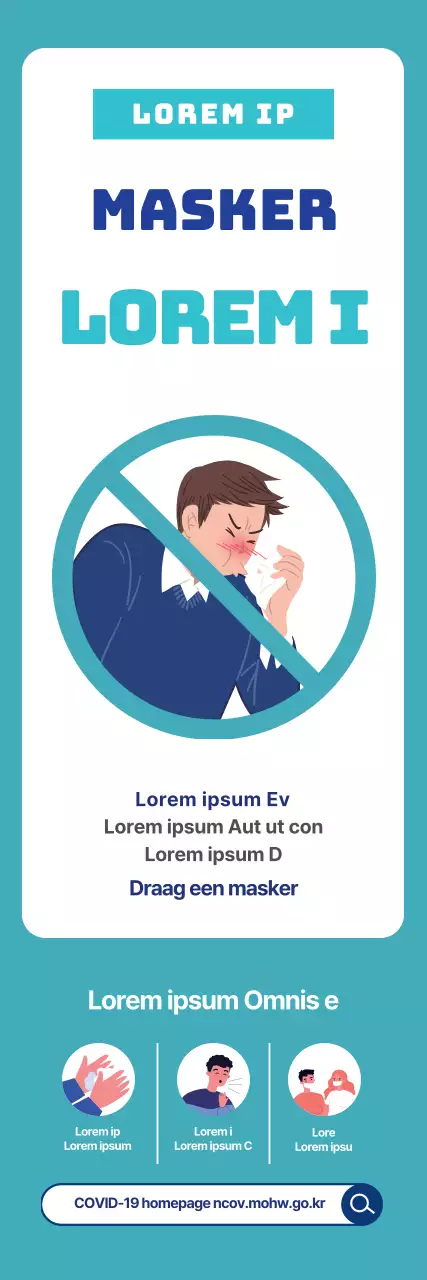 Blauw geïllustreerde draaginstructies voor het masker