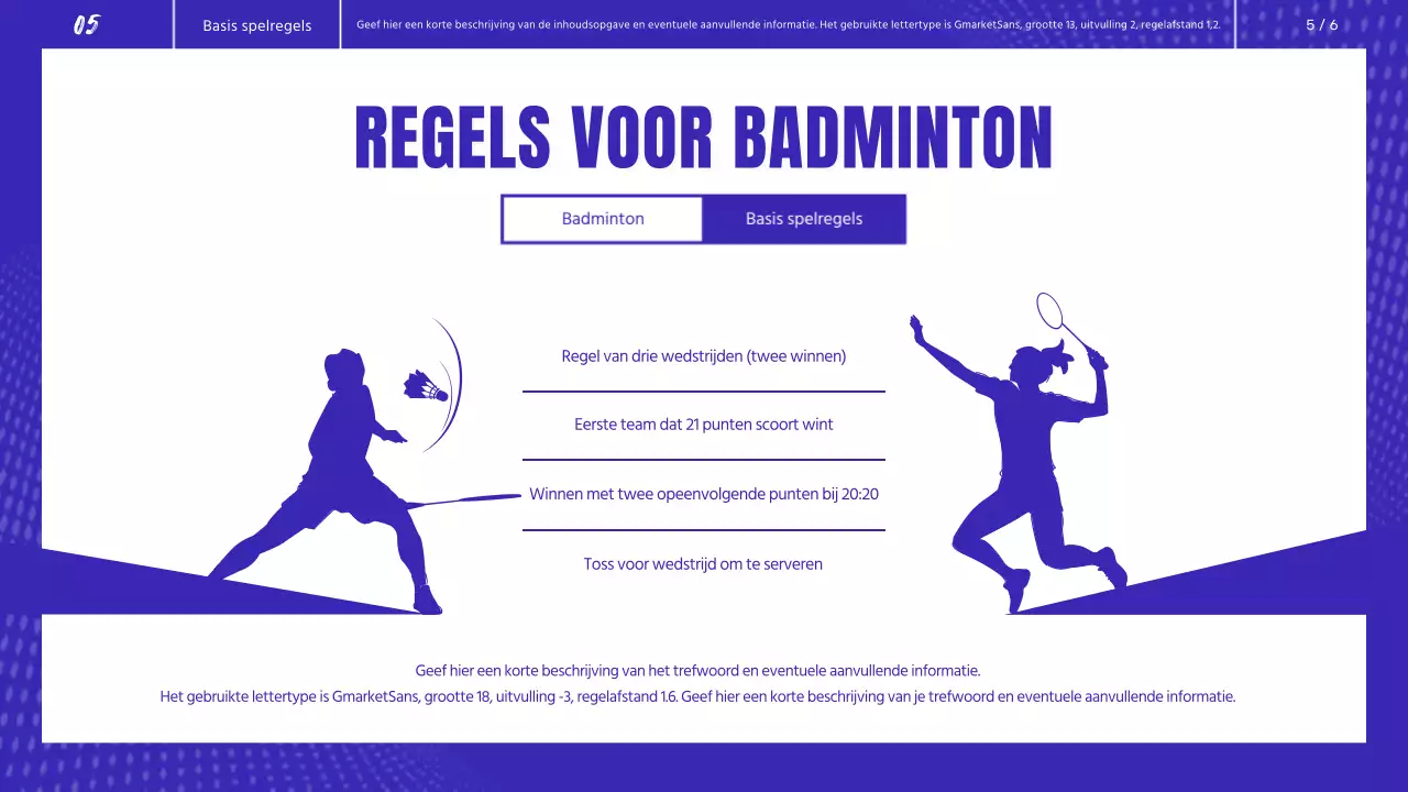 Blauw-wit badminton Fysieke prestatiebeoordeling begeleide les