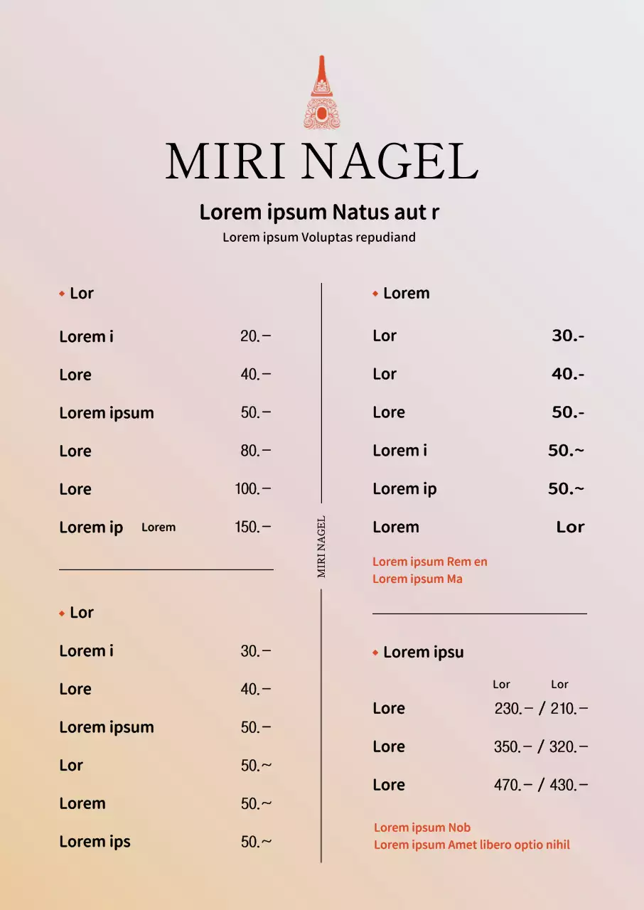 Ein Nagelstudio-Menübrett mit stilvollem Ambiente