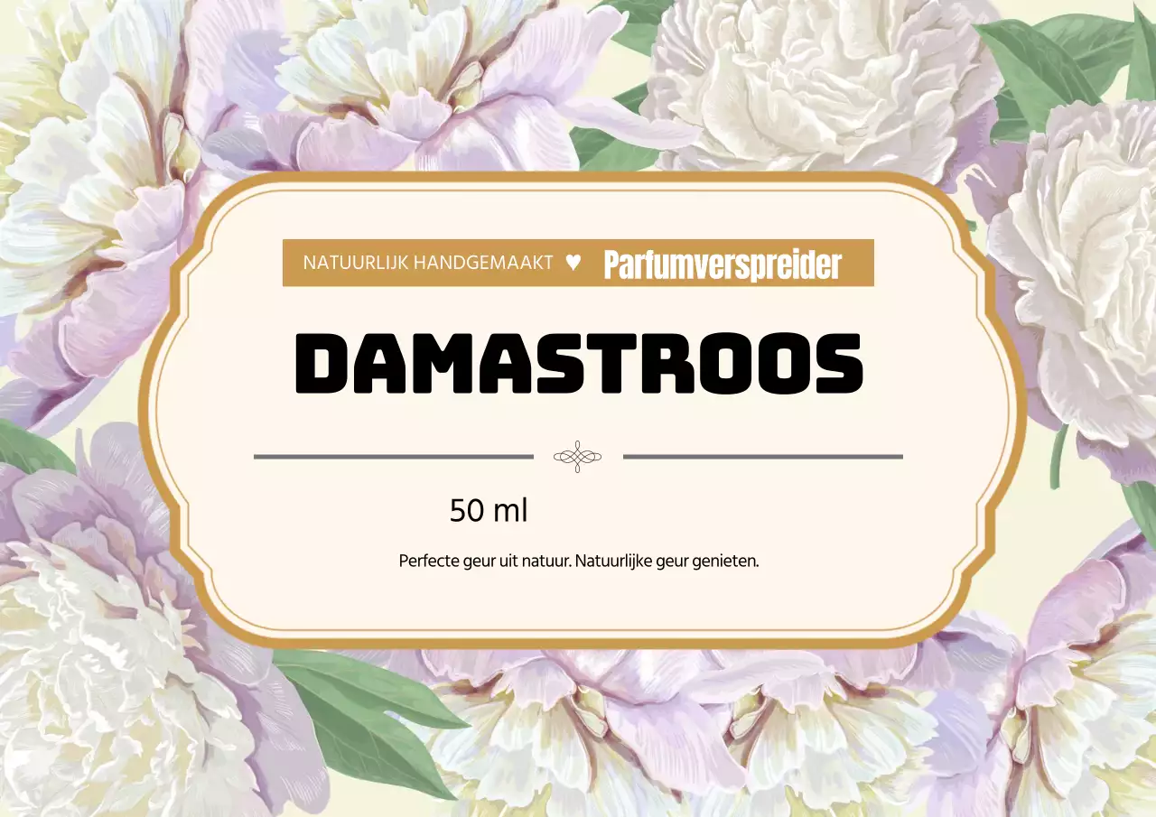 Vintage parfumlabel met gele illustratie