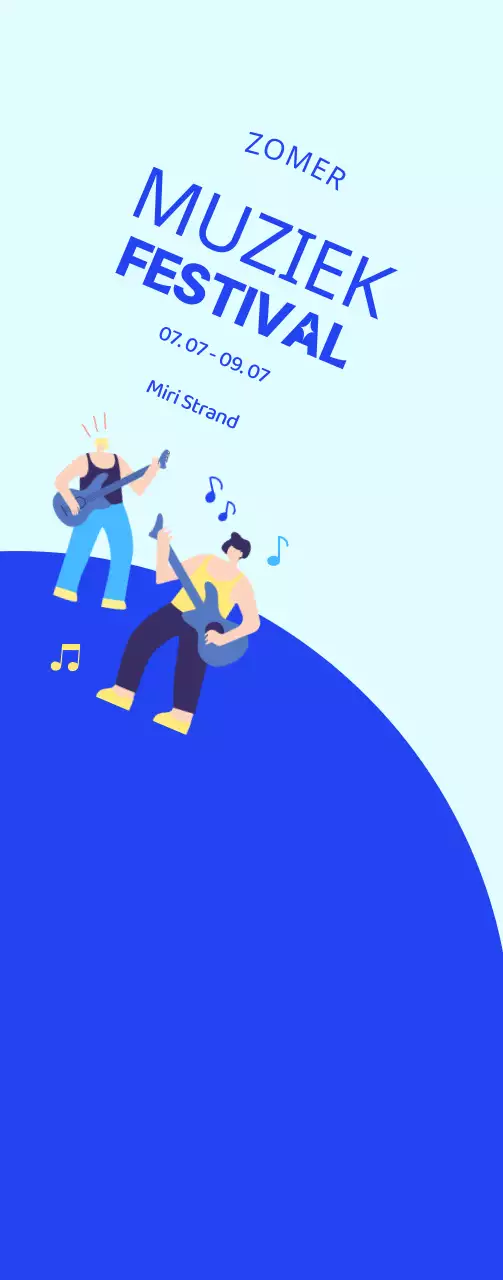 Promoot een festival met een blauwe, coole illustratie van een artiest