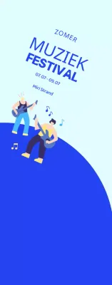 Promoot een festival met een blauwe, coole illustratie van een artiest
