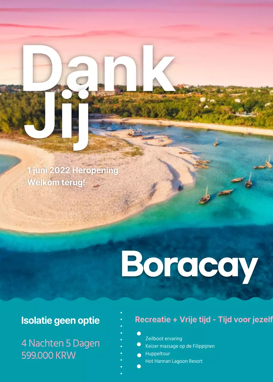 Evenement en promotie van Boracay reistickets in roze en blauw (event pop-up)