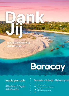 Evenement en promotie van Boracay reistickets in roze en blauw (event pop-up)