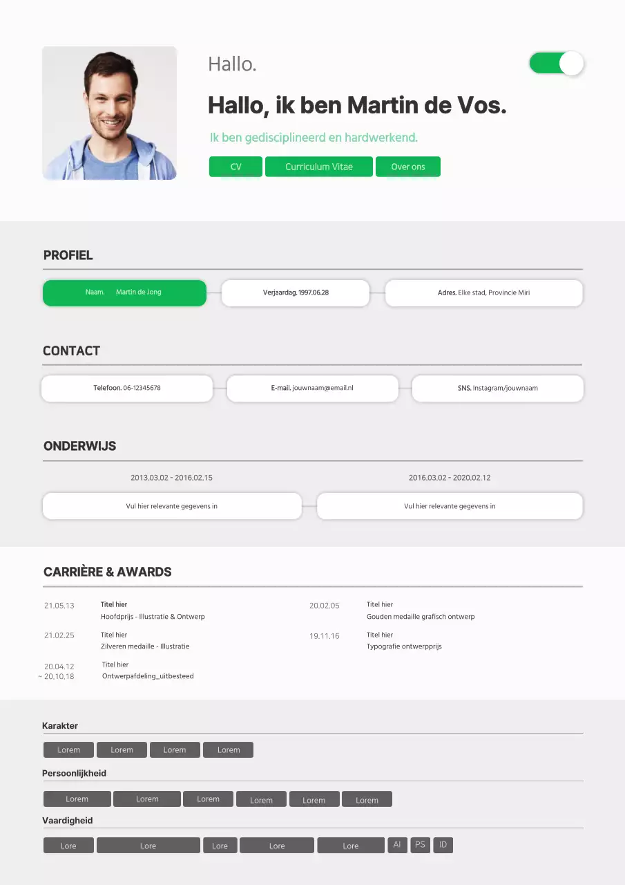 Strak UI-concept in grijs en groen