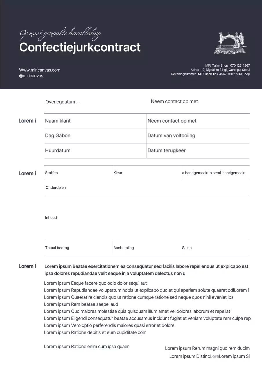 Zwart geaccentueerd Miri Taylor bruidsjurk contract