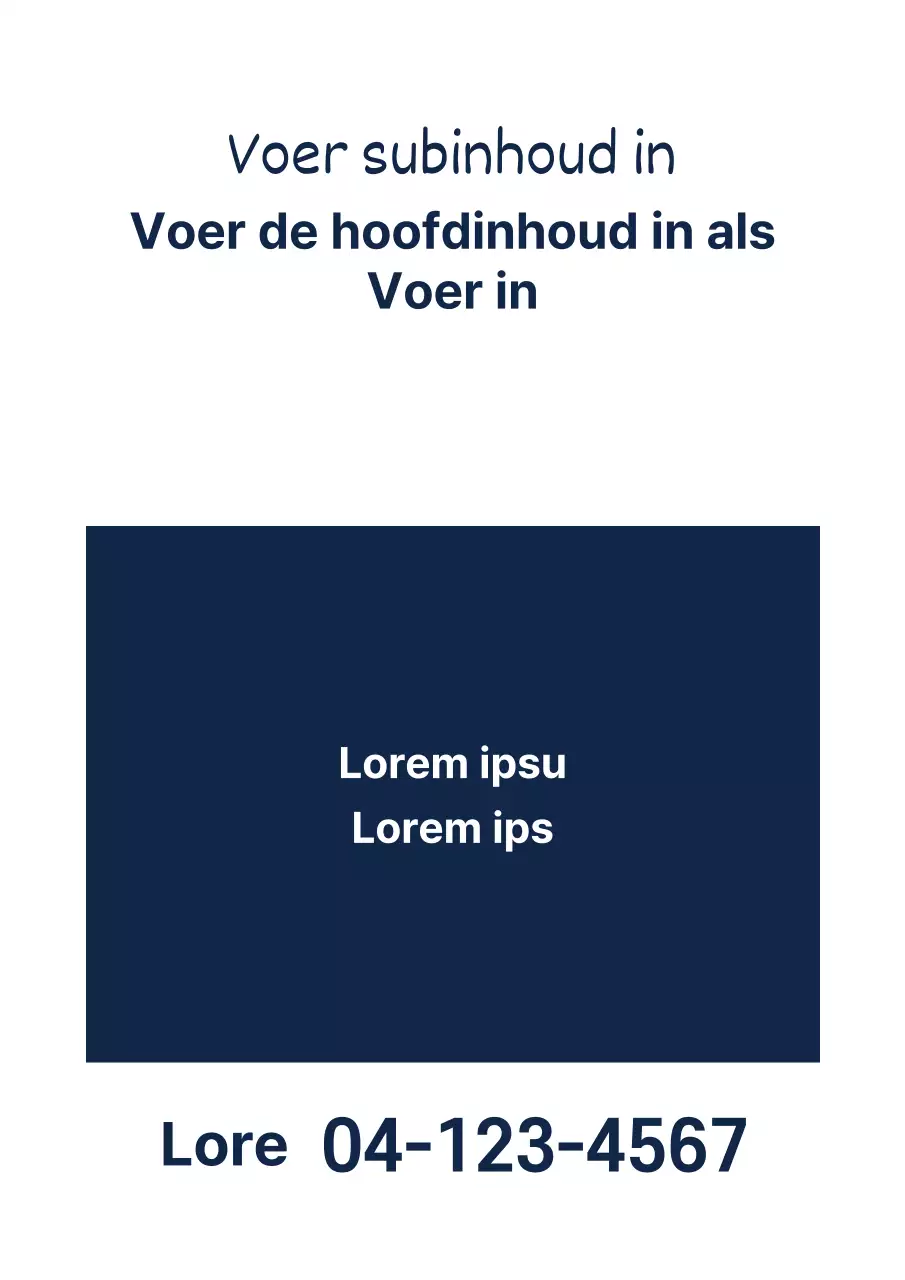 Eenvoudige, inhoudsrijke ontwerpposter in marineblauw en wit