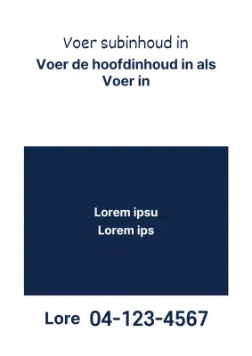 Eenvoudige, inhoudsrijke ontwerpposter in marineblauw en wit