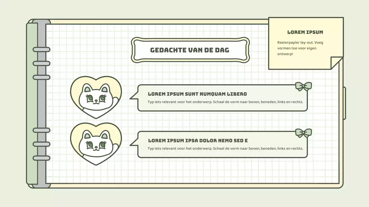 Schattige agenda concept presentatieset in lichtblauw en groen