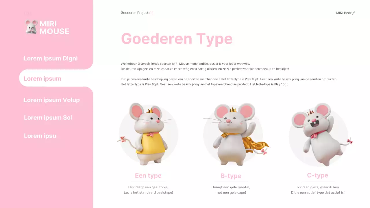 Roze en witte merchandise presentatie