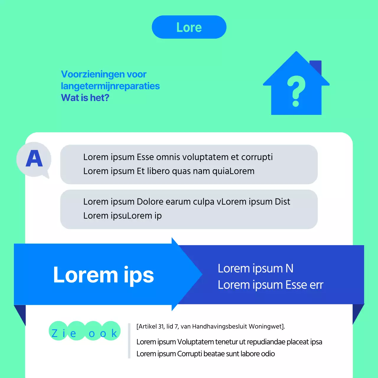 Blauw en mint huispictogram Voorziening voor reparaties op lange termijn