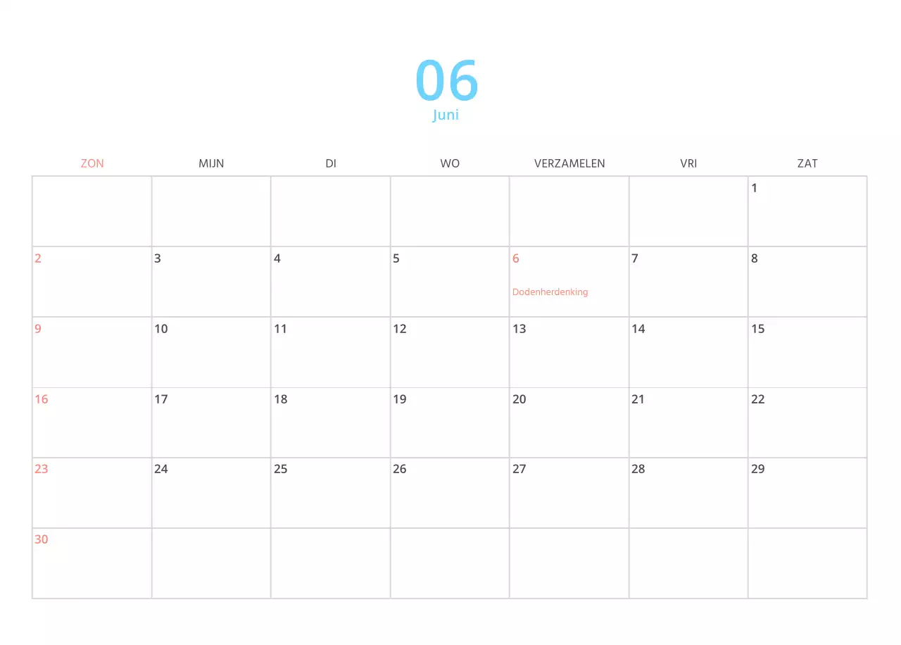 Veelkleurige geïllustreerde kalender