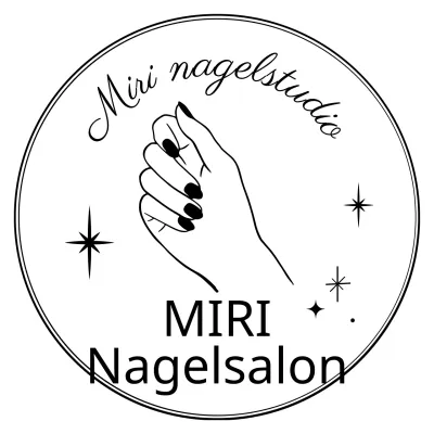 Badge-stijl nagelstudio in de hand illustratie