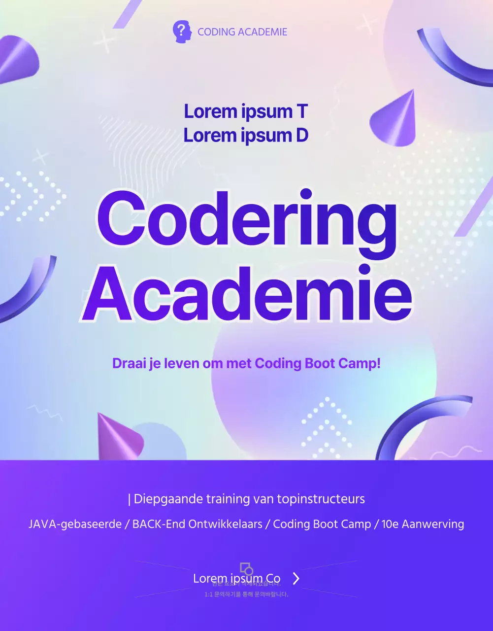 Coding Academy training in paars en zwart