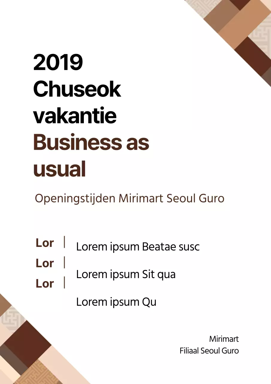 Eenvoudige vakantiefolder in wit en bruin