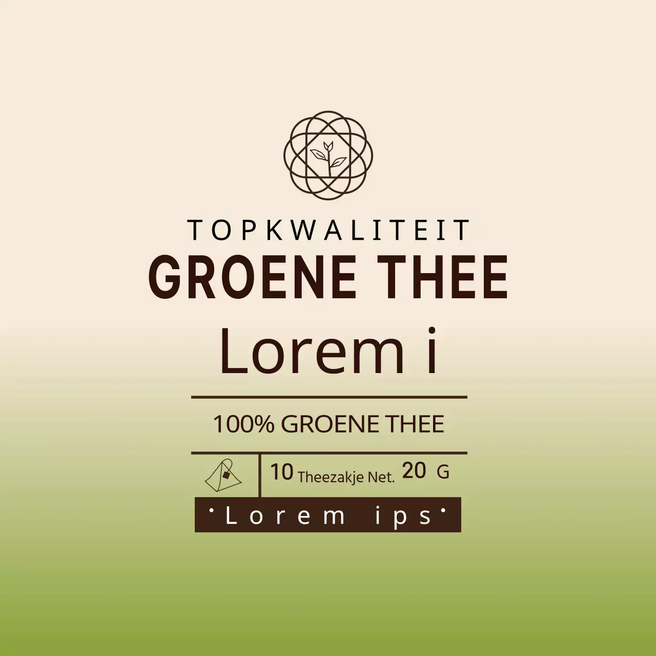 Oudejaarsavond Ivoor geïllustreerd groen theezakje label