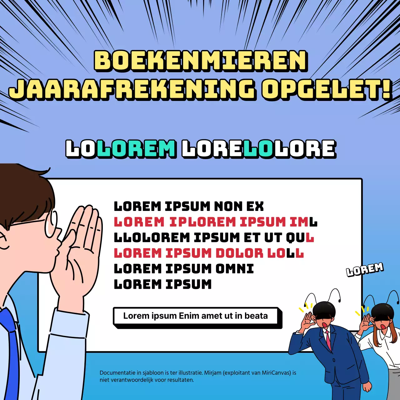 Fiscale eindejaarstips en trucs in een leuk, cartoonesk concept