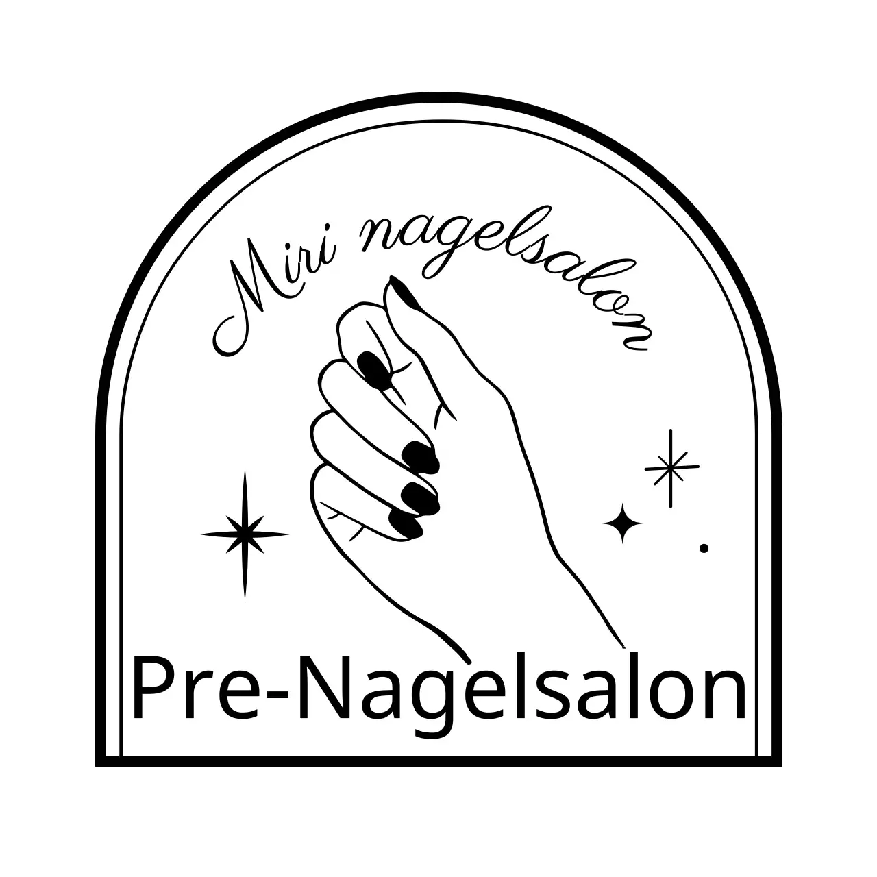 Badge-stijl nagelstudio in de hand illustratie