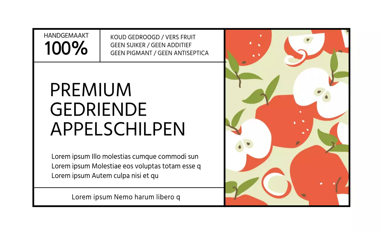 Witte illustratie stijlvol voedsel appel etiket